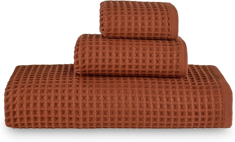 sea me at home Waffle Bath Sheet Set, 100% Turkish Cotton, Includes 1 Bath Sheet, 1 Hand Towel, 2... | Amazon (US)