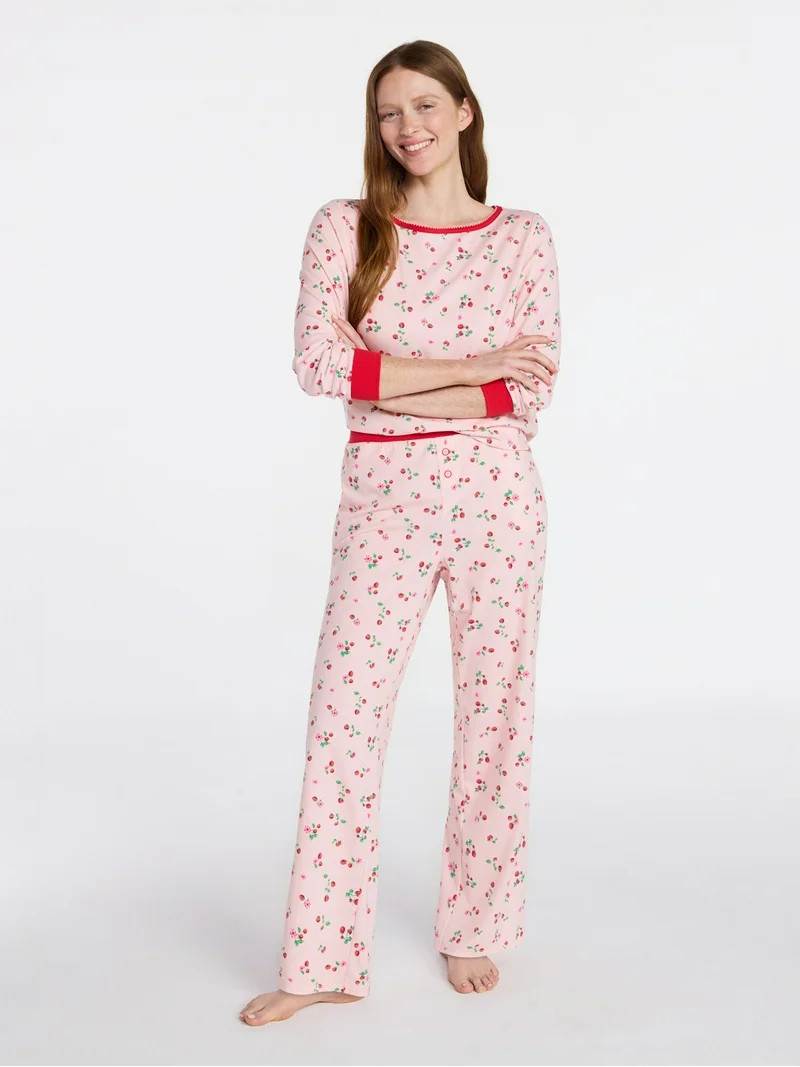 Joyspun Women's Mommy-Daughter Family Matching Cotton Sleep Top and Pants Pajama Set, 2-Piece, Si... | Walmart (US)