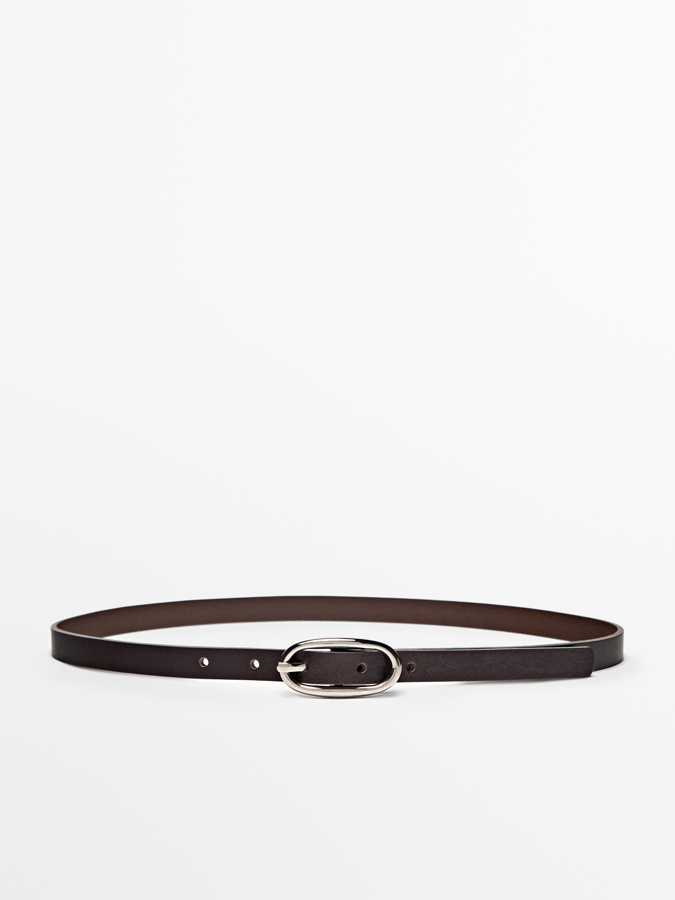 Oval buckle leather belt | Massimo Dutti DE