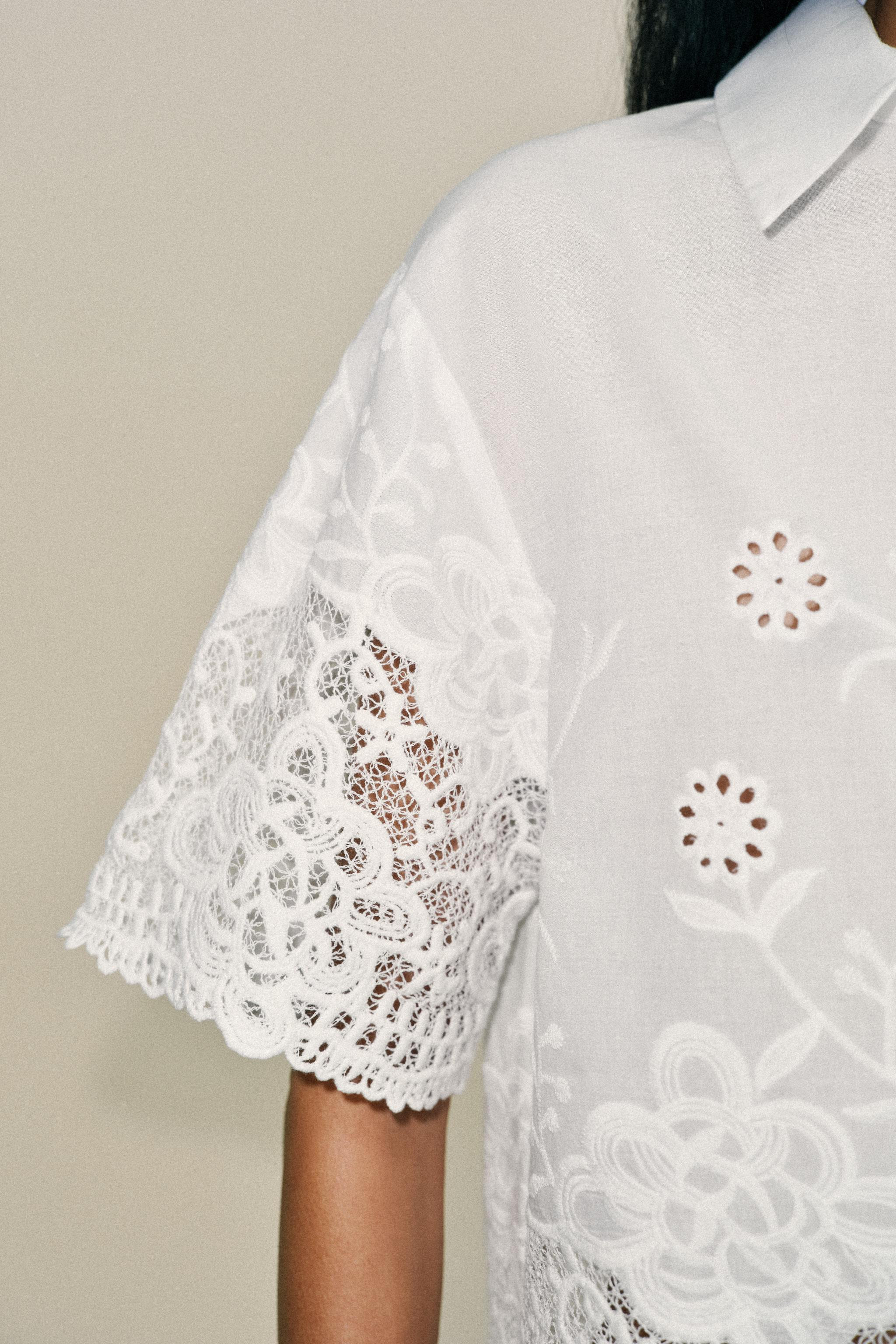 EMBROIDERED EYELET SHIRT | Zara US
