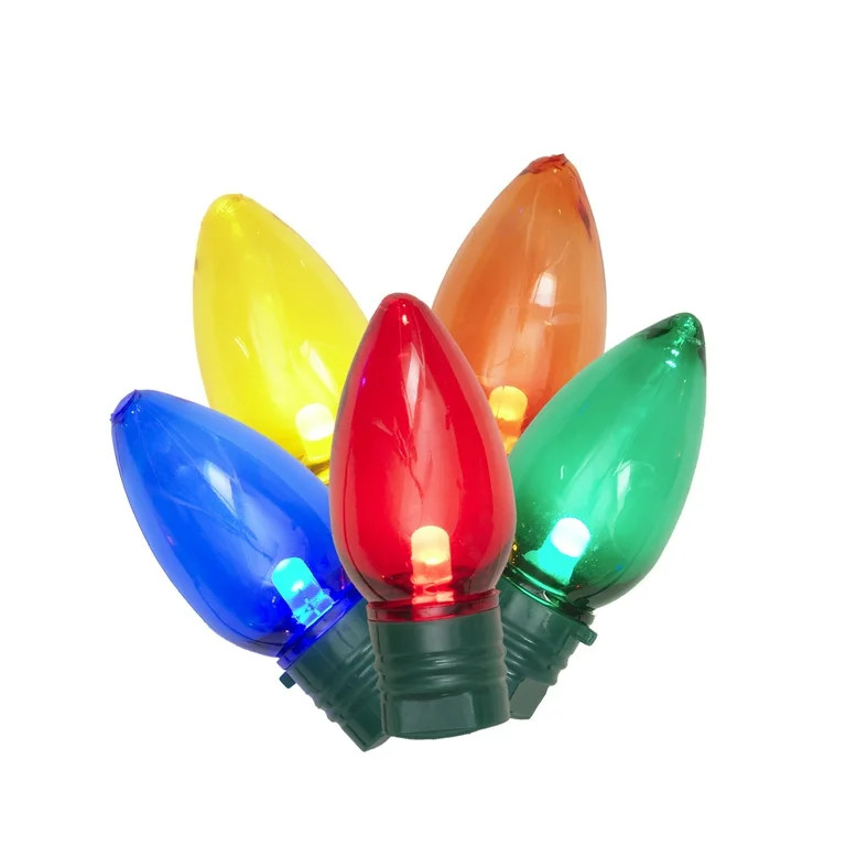 Battery-Operated LED 5-Count C7 Flashing Christmas Bulbs Necklace, Multicolor, by Holiday Time | Walmart (US)