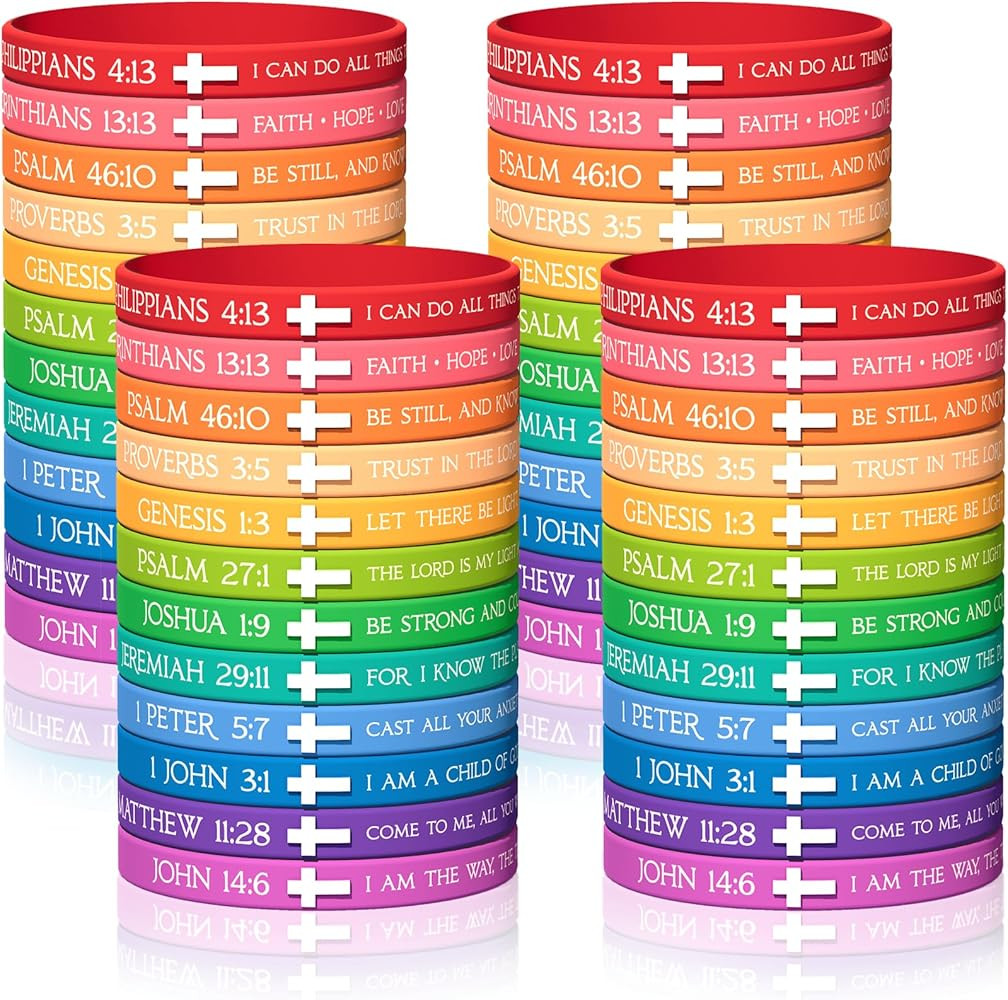 120pcs Christian Rubber Bracelets Bulk Bible Verse Cross Scripture Silicone Wristbands Christian ... | Amazon (US)