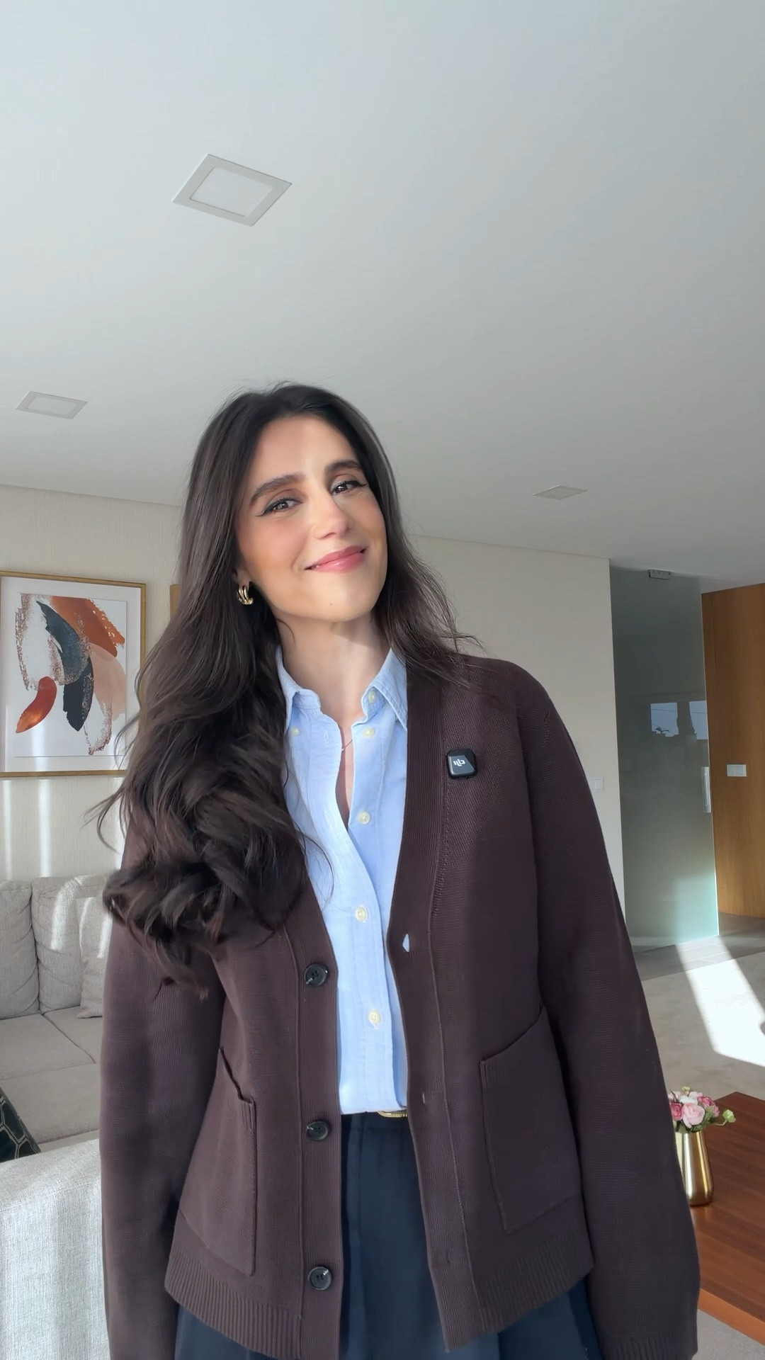 New brown cardigan, workwear look, chic style 

#LTKootd #LTKgrwm