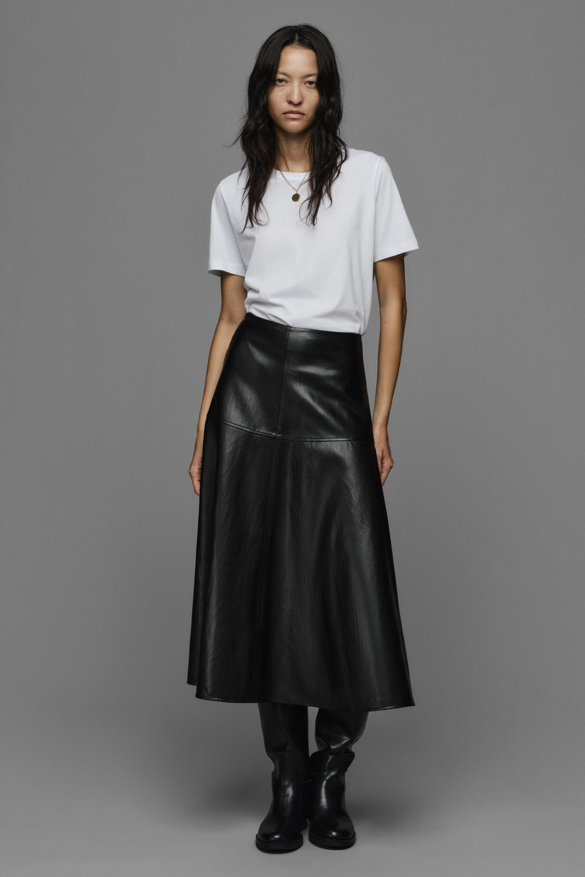 FAUX LEATHER A-LINE MIDI SKIRT | Zara US