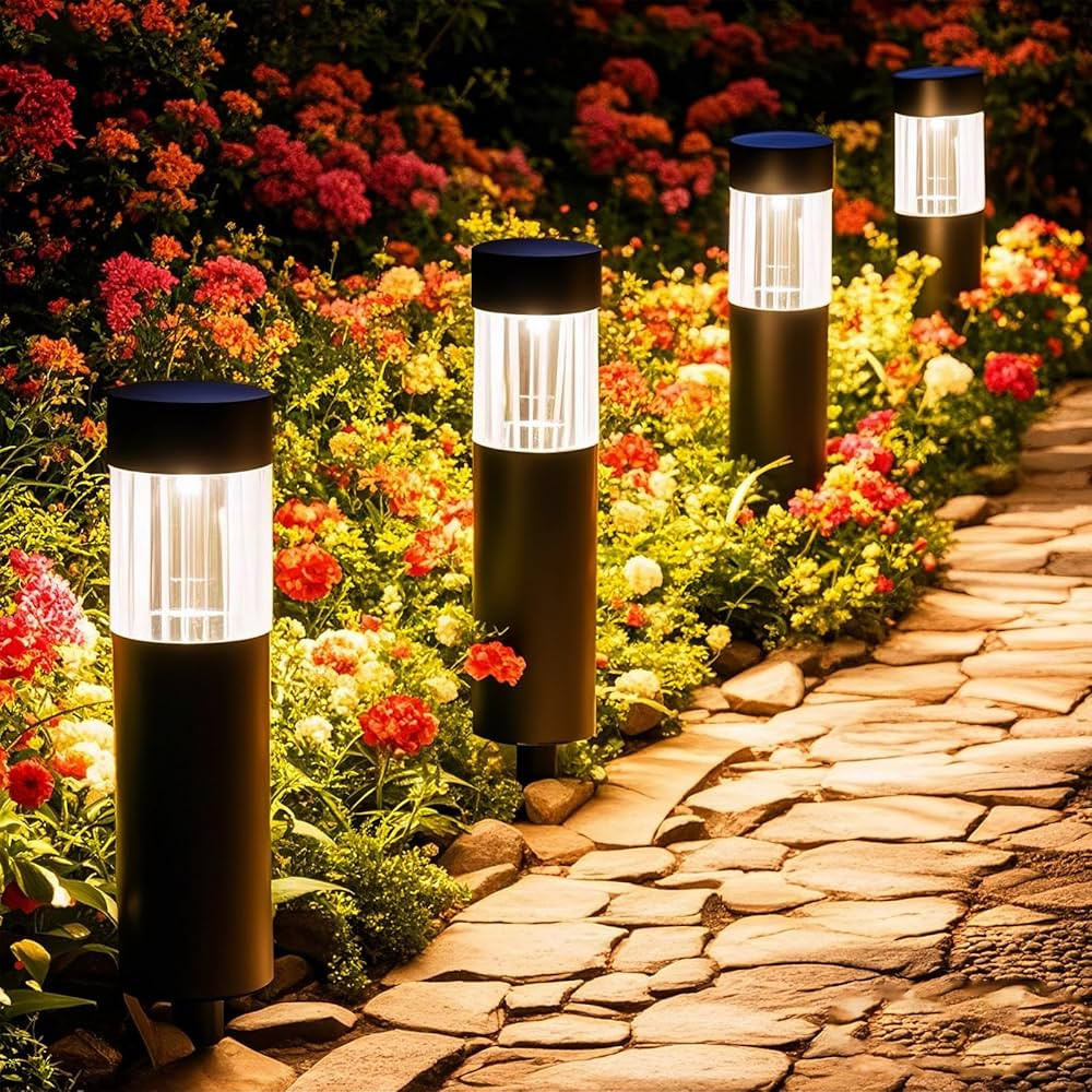 Bright Solar Pathway Lights, 4 Pack Modern Solar Lights Outdoor Waterproof with 3000K Warm White ... | Amazon (US)