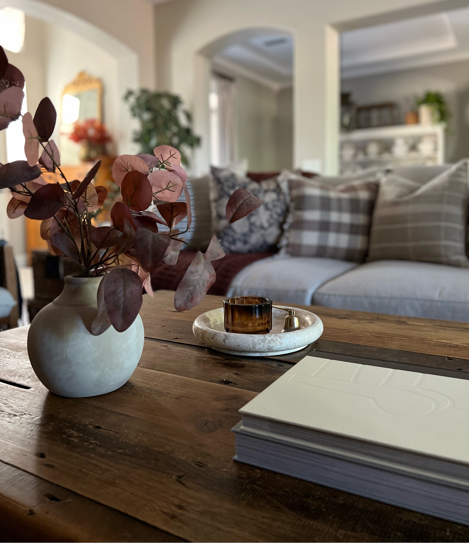 Fall decor, upholstered furniture, throw pillow, lumbar pillow, throw blanket, slipcovered sofa, slipcover, coffee table book, floral arrangement, fall foliage, vase, candle, marble dish, bowl, Wayfair, Target, Hearth & Hand,Studio McGee, Magnolia, Threshold

#LTKhome #LTKSeasonal #LTKstyletip