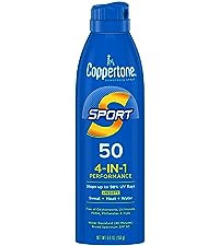 Coppertone Sport Sunscreen Spray SPF 50, Water Resistant Spray Sunscreen Pack, 5.5 Oz, Pack of 2 ... | Amazon (US)