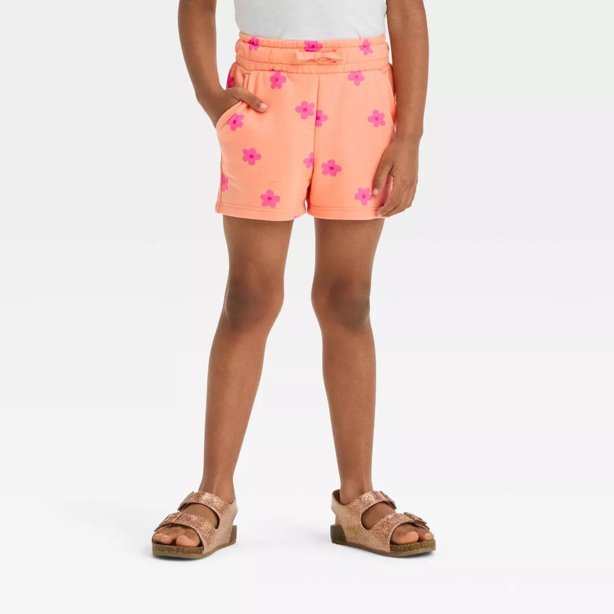 Toddler Daisy Knit Shorts - Cat & Jack™ Peach Orange 2T | Target