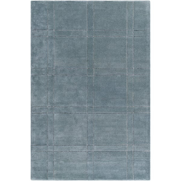 Brook 491070 Sterling Grey (BKO-2358) Wool Hand-Tufted Plaid Area Rug | Rugs Direct