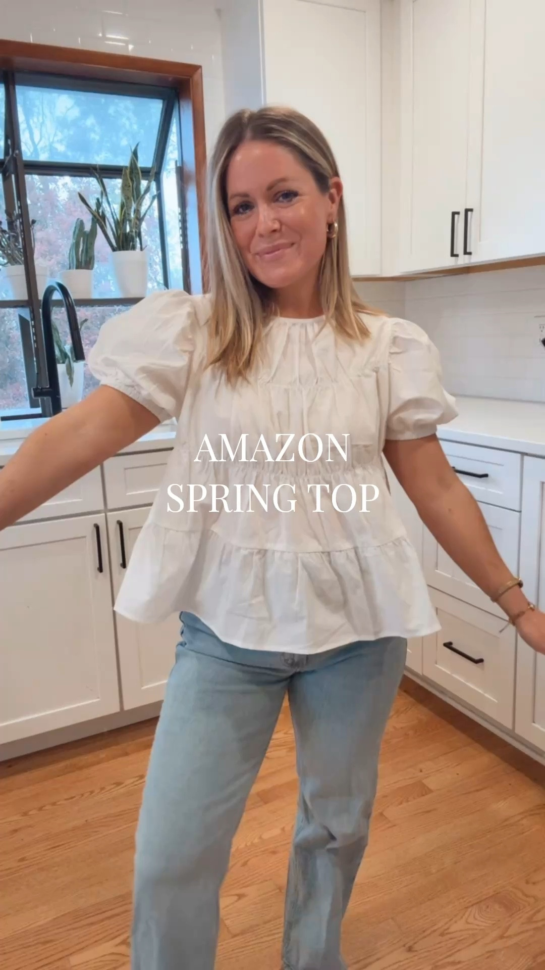 Amazon Spring Top! Wearing a S. 

#LTKSaleAlert #LTKPetite #LTKootd