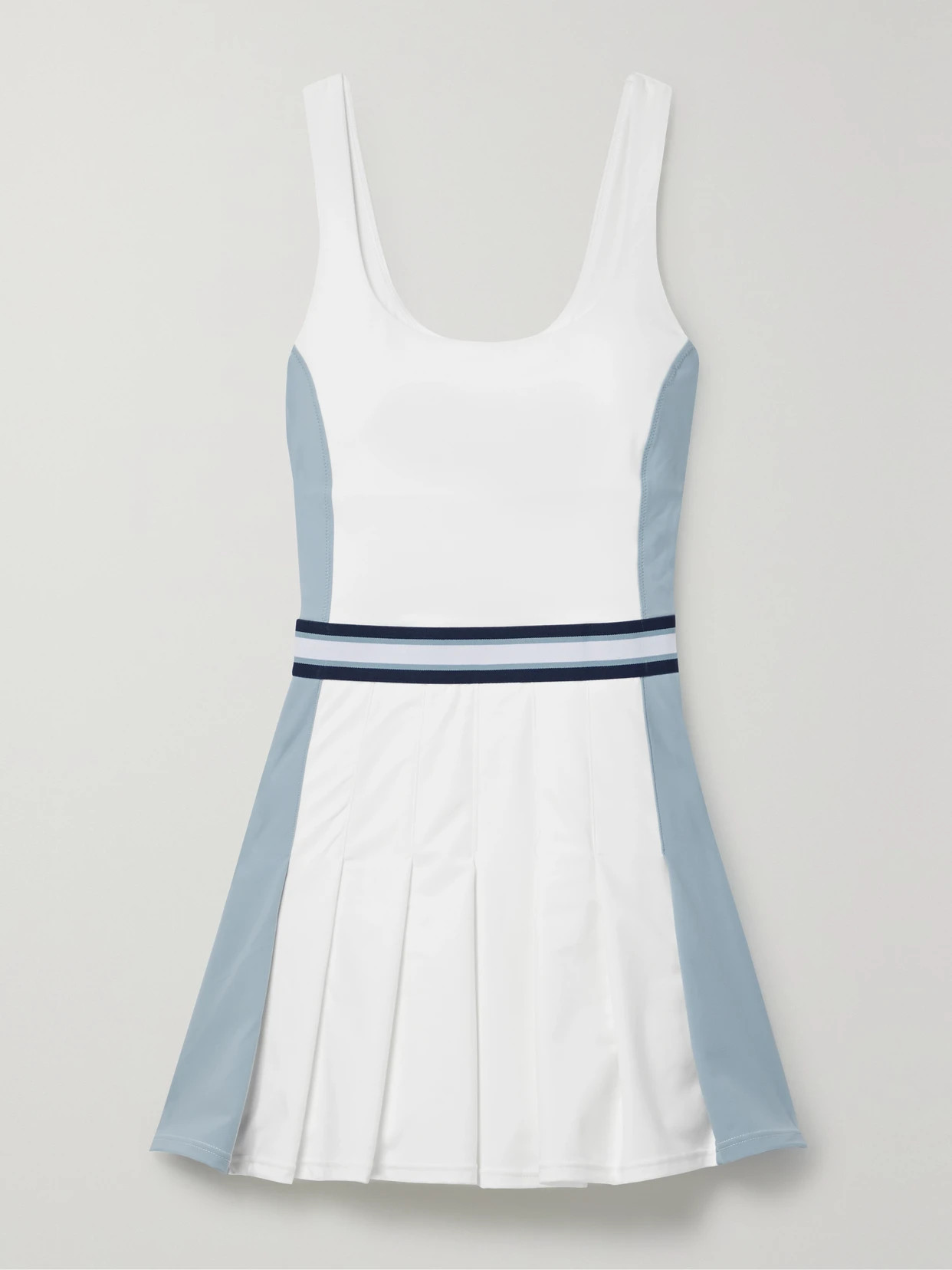 The Upside - Legacy Lucette Striped Pleated Stretch Recycled-jersey Tennis Dress - White | NET-A-PORTER (US)