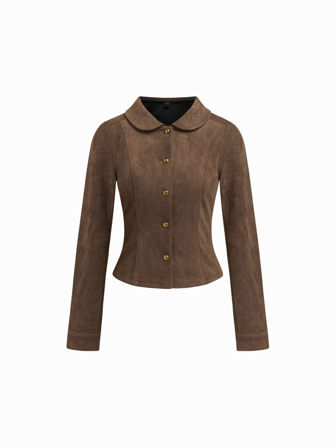 Suede Peter Pan Collar Long Sleeve Button Shacket... | Cider
