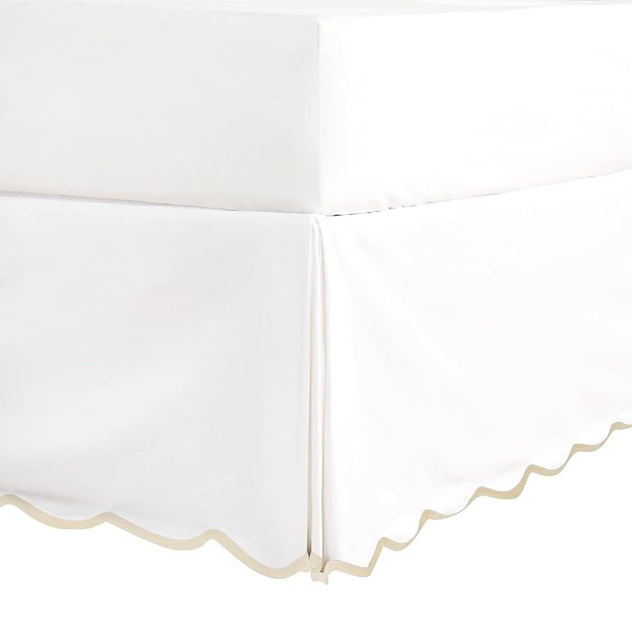 HIG Off White Chic King Bed Skirt - Easy Fit Scallop Edge Pleated Bedskirts, 14 Inch Drop Anti-Sl... | Amazon (US)