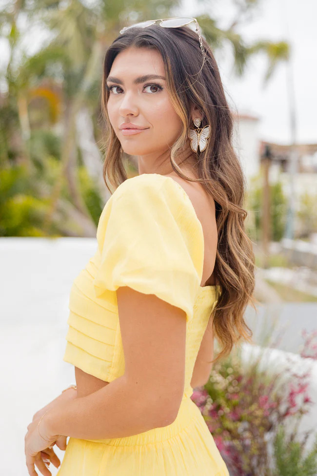 You Glow Girl Yellow Two Piece Skirt Set FINAL SALE | Pink Lily