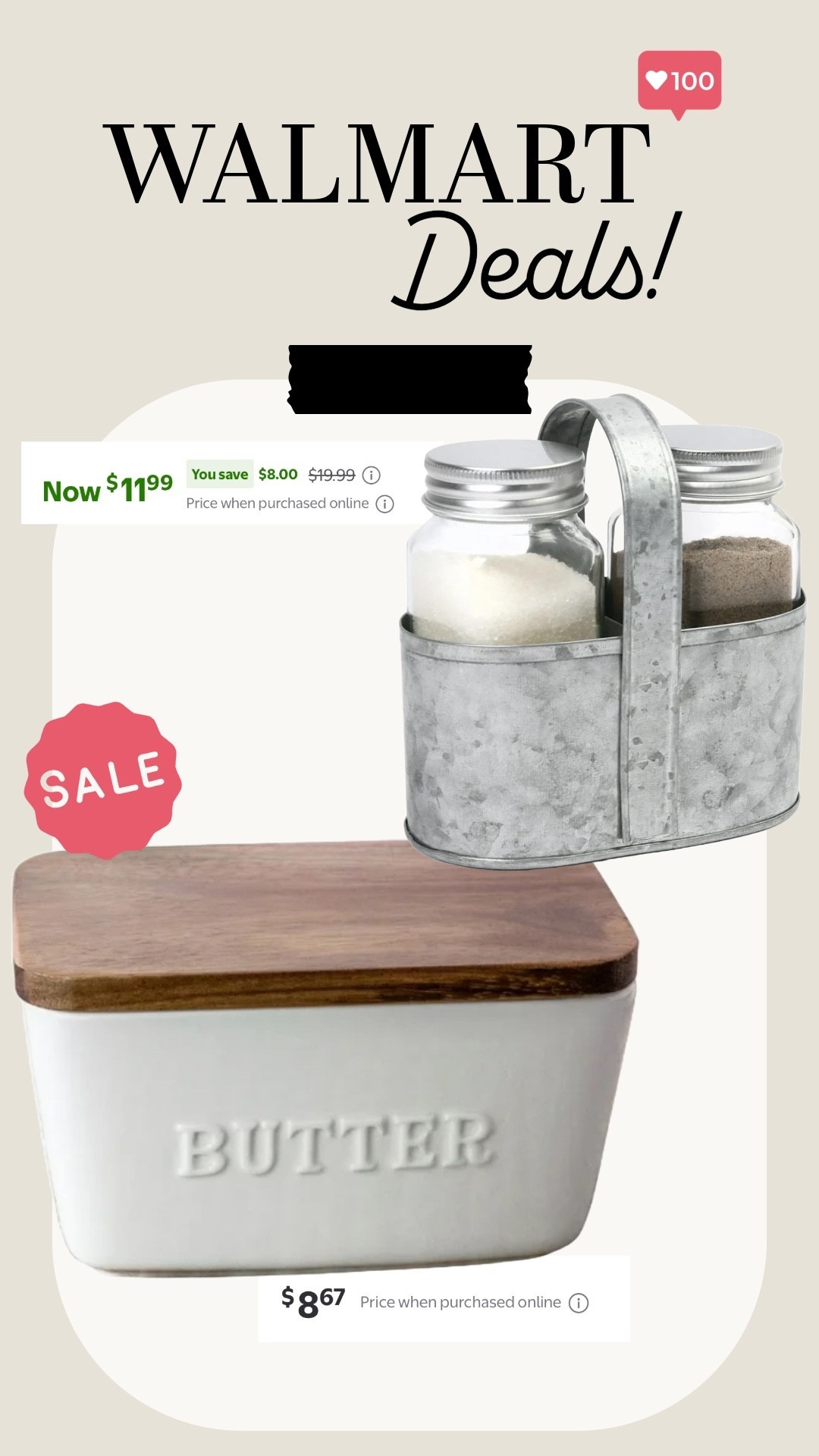 🔥 Walmart Deal of the Day: Salt and Pepper Shaker & Butter Dish!!! 🔥

Both are SO CUTE and are at a great price point!! 😍🤑

Salt & Pepper Shaker: $11.99
Butter Dish: 8.67

Walmart finds, Walmart deals, home deals, kitchen deals, Walmart sale, hot deals, home goods on sale, kitchen items sale, find of the day, trending deals, home goods, home essentials, kitchen essentials, salt and pepper shaker, butter dish

#LTKFindsUnder50 #LTKHome #LTKSaleAlert