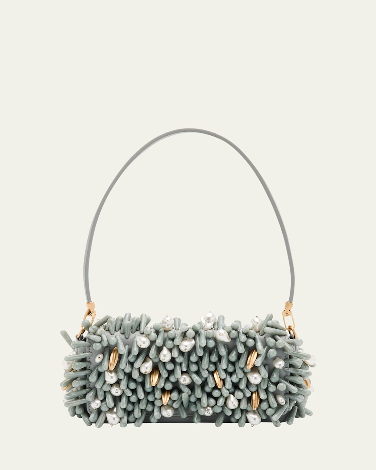 Perla Beaded Leather Clutch Bag | Bergdorf Goodman