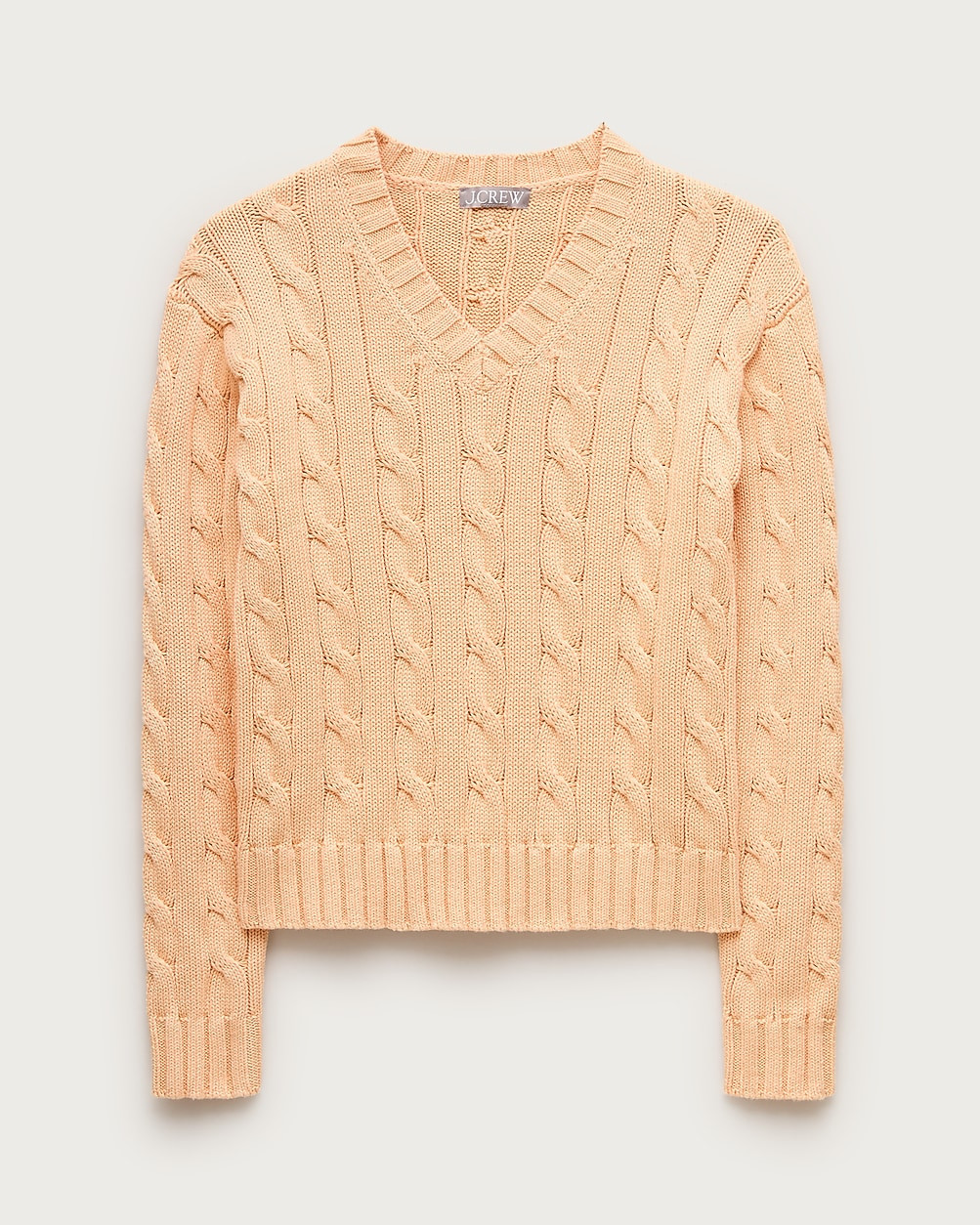 Cable-knit high V-neck sweater in heritage cotton | J. Crew US