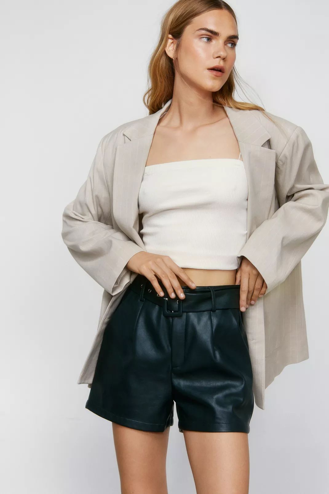 Faux Leather Belted Shorts | Nasty Gal (US)