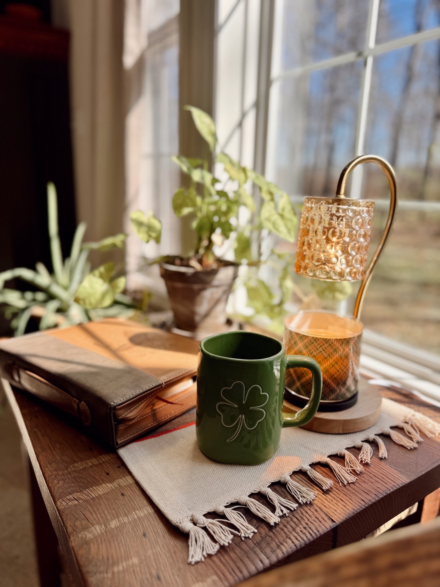Morning Devotional 
Candle lamp warmer was a gift, linked similar 
Mug is Rae Dunn, owned several years ago- linked similar 

#LTKmorningroutine #LTKdayinmylife #LTKHome