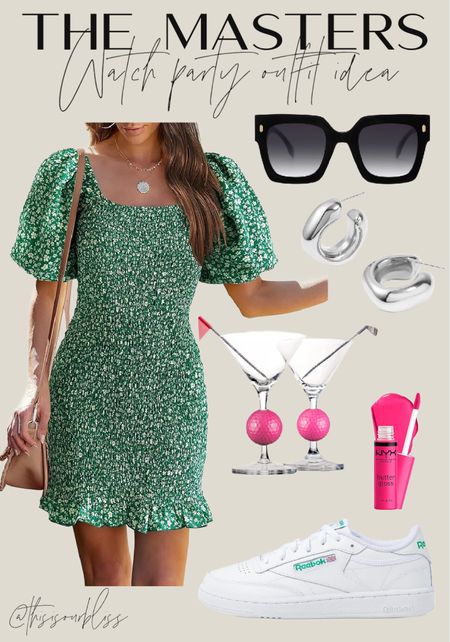 Masters tournament watch party outfit idea 💚⛳️💗 

masters outfit inspo, spring dress, green dress, amazon fashion 

#LTKfindsunder50 #LTKsalealert #LTKstyletip