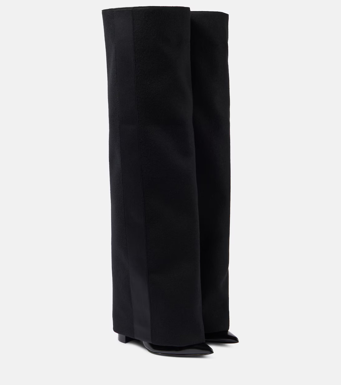 Leather-trimmed melton knee-high boots | Mytheresa (US/CA)