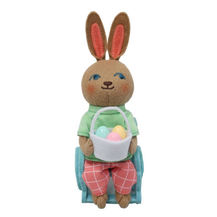 Small Soft Figurine Easter Bunny in Wheelchair Holding Basket of Eggs - Spritz™ | Target