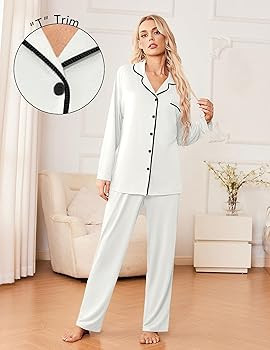 Ekouaer Womens Pajama Sets 2 Piece Long Sleeve Sleepwear Soft Button Down Pjs Lounge Set S-XXL | Amazon (US)