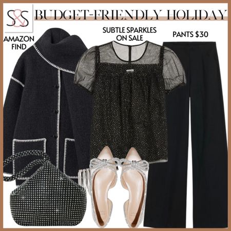 Budget friendly holiday staples with this Amazon coat that is so popular and this year sparkle top on sale. Plus these pants are under $30 and these target shoes had just enough sparkle.  

#LTKHoliday #LTKparties #LTKsalealert