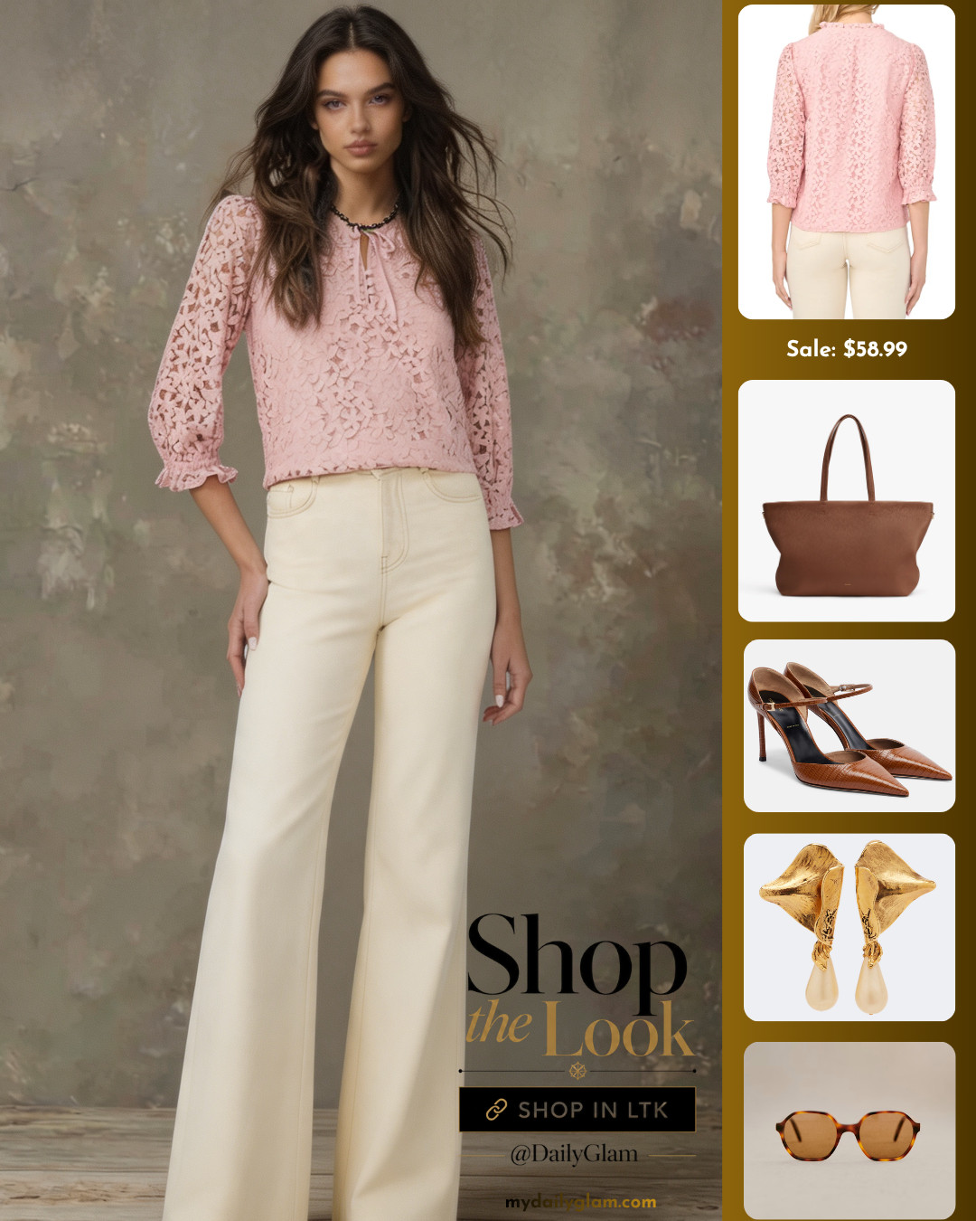 Soft Feminine Pink Lace Spring Outfit | Casual Chic Neutral Pants Look

#LaceBlouseOutfit #PastelSpringFashion #HighWaistedPants #FeminineStyle #CasualChicWomen 

 #LTKootd #LTKOver40 #LTKWorkwear