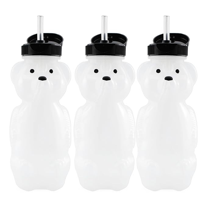 Honey Bear Straw Cups (3-Pack); 8-Ounce Therapy Sippy Bottles w/Flexible Straws | Amazon (US)