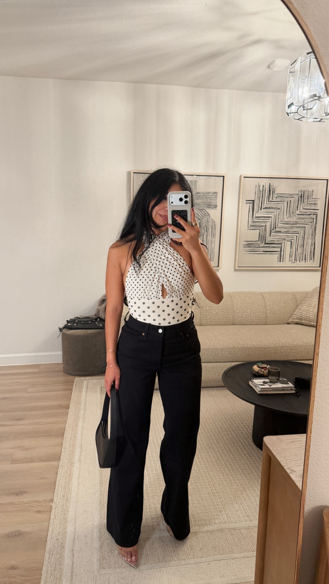 Polka dot moment ⚫️🤍 Size XS top, 27 jeans