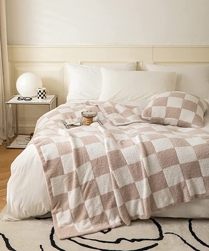 Ultra Soft Cozy Buffalo Checkerboard Grid Fluffy Microfiber Knitted Throw Blanket Lightweight Fle... | Amazon (US)