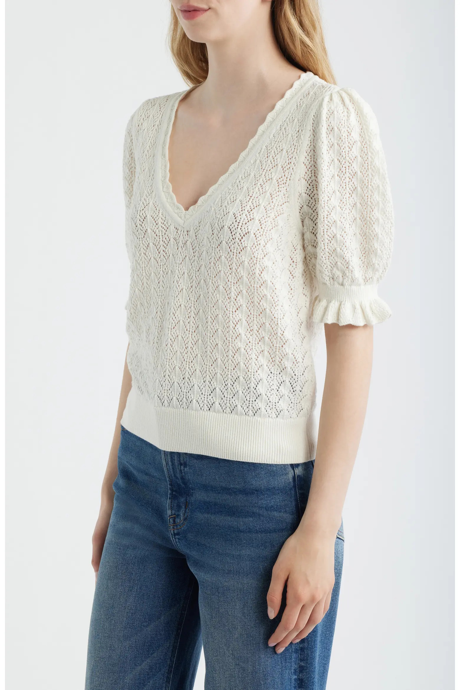 Haisley Pointelle Stitch Organic Cotton & Silk Blend Sweater (Women) | Nordstrom | Nordstrom