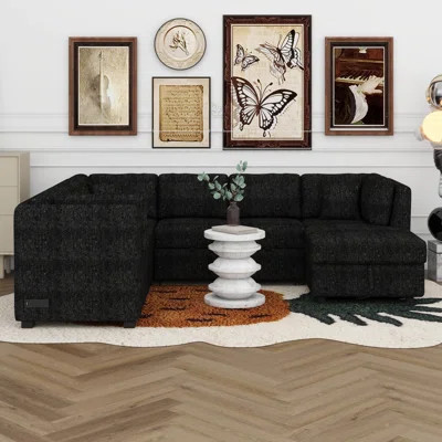 U-Shaped Convertible Sectional Sofa Sleeper, 108.6" Corner Couch With Pull Out Sofa Bed, Two USB Ports, Two Power Sockets And A Storage Chaise | Wayfair North America