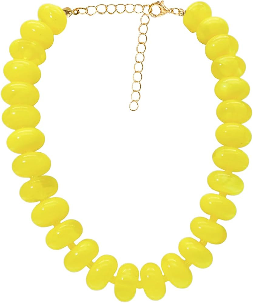 Chunky Beaded Necklace for Women Large Big Bead Choker Necklaces Trendy Boho Bold Statement Beads... | Amazon (US)