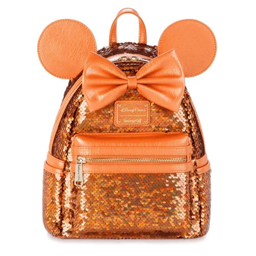 Loungefly Disney Minnie Mouse Orange Peach Punch Sequined Mini Backpack | eBay US