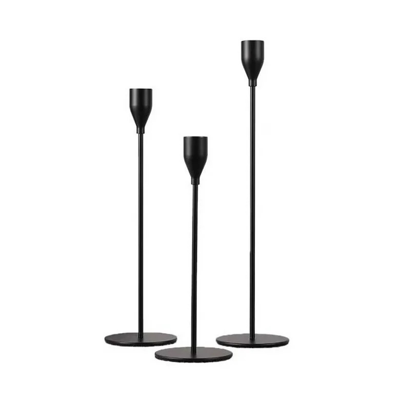 Candlestick Holders,Set of 3 Matte Black Candle Holders,Taper Candle Holders Decorative Candlesti... | Walmart (US)