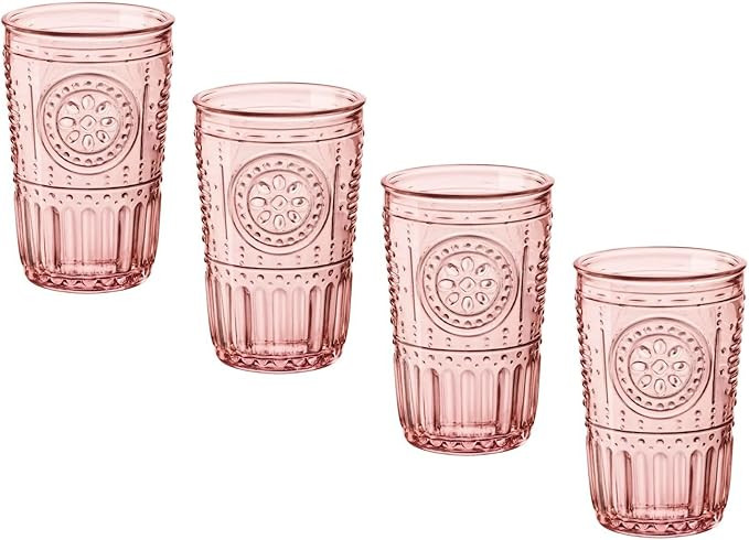 Bormioli Rocco Romantic Set Of 4 Tumbler Glasses, 11.5 Oz. Colored Crystal Glass, Cotton Candy Pi... | Amazon (US)