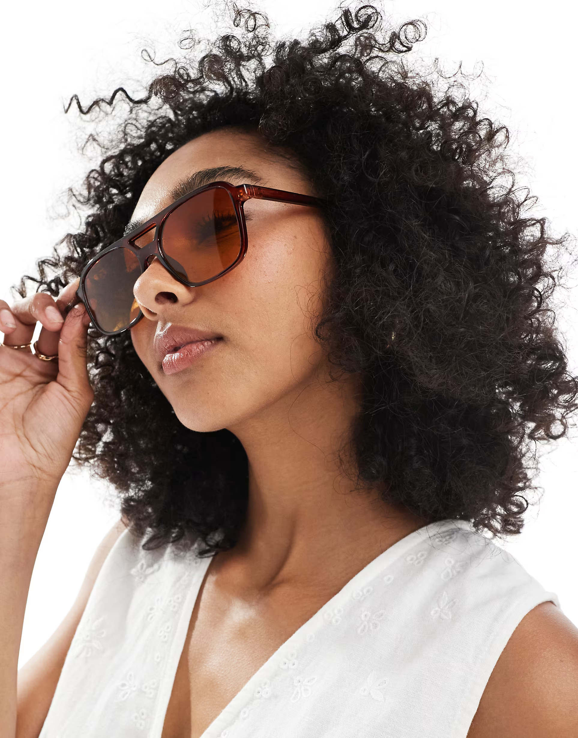 ASOS DESIGN aviator sunglasses in crystal brown with orange fade lens | ASOS (Global)