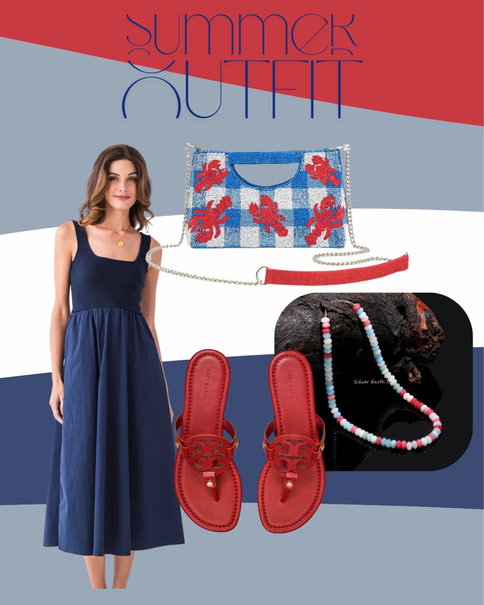 A little East Coast vibe with this outfit!  Navy sundress paired with red sandals, lobster purse and a beaded necklace!

#LTKSummerEdit #LTKStyleTip #LTKSaleAlert