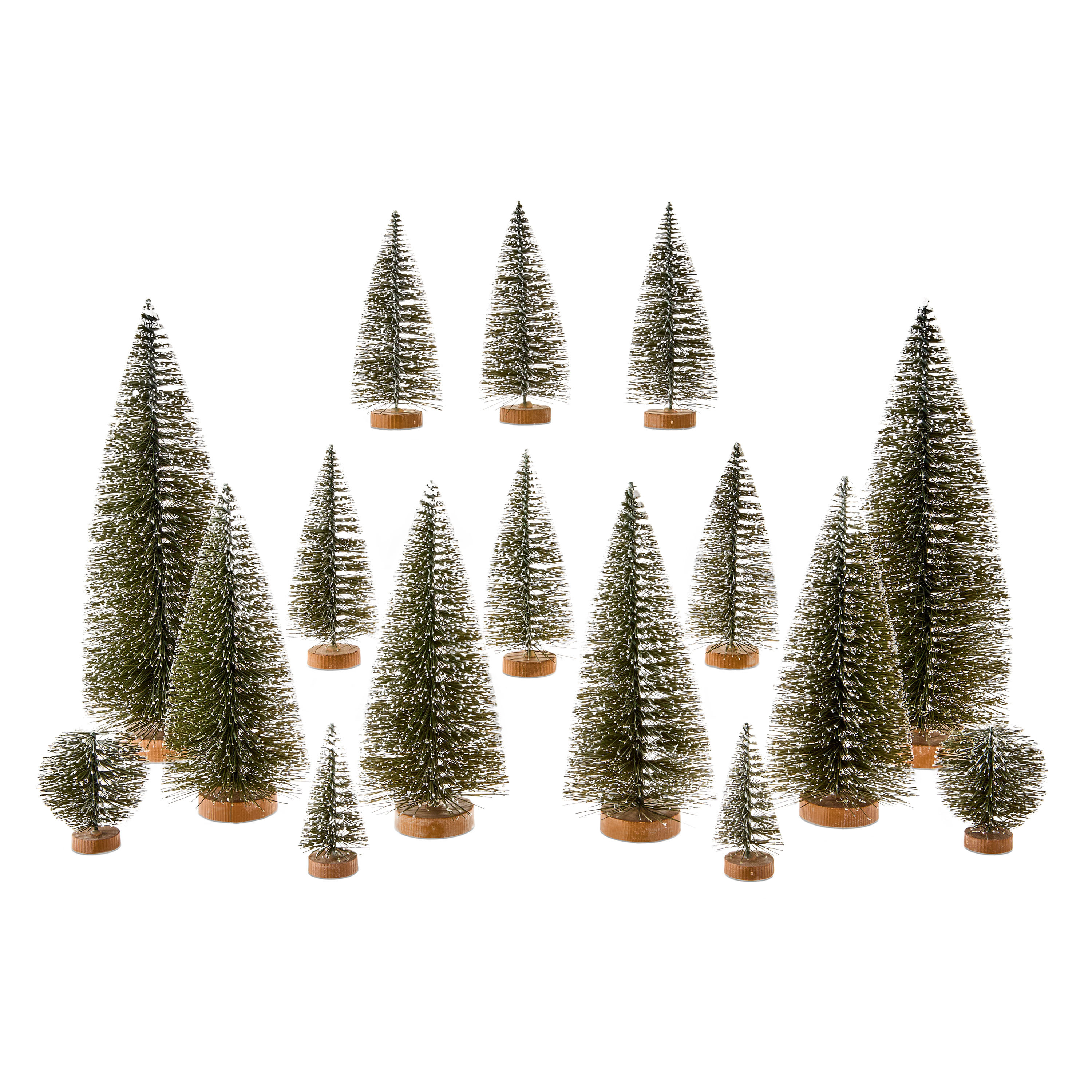 16-Piece Flocked Christmas Village Tree Set, Green, by Holiday Time | Walmart (US)