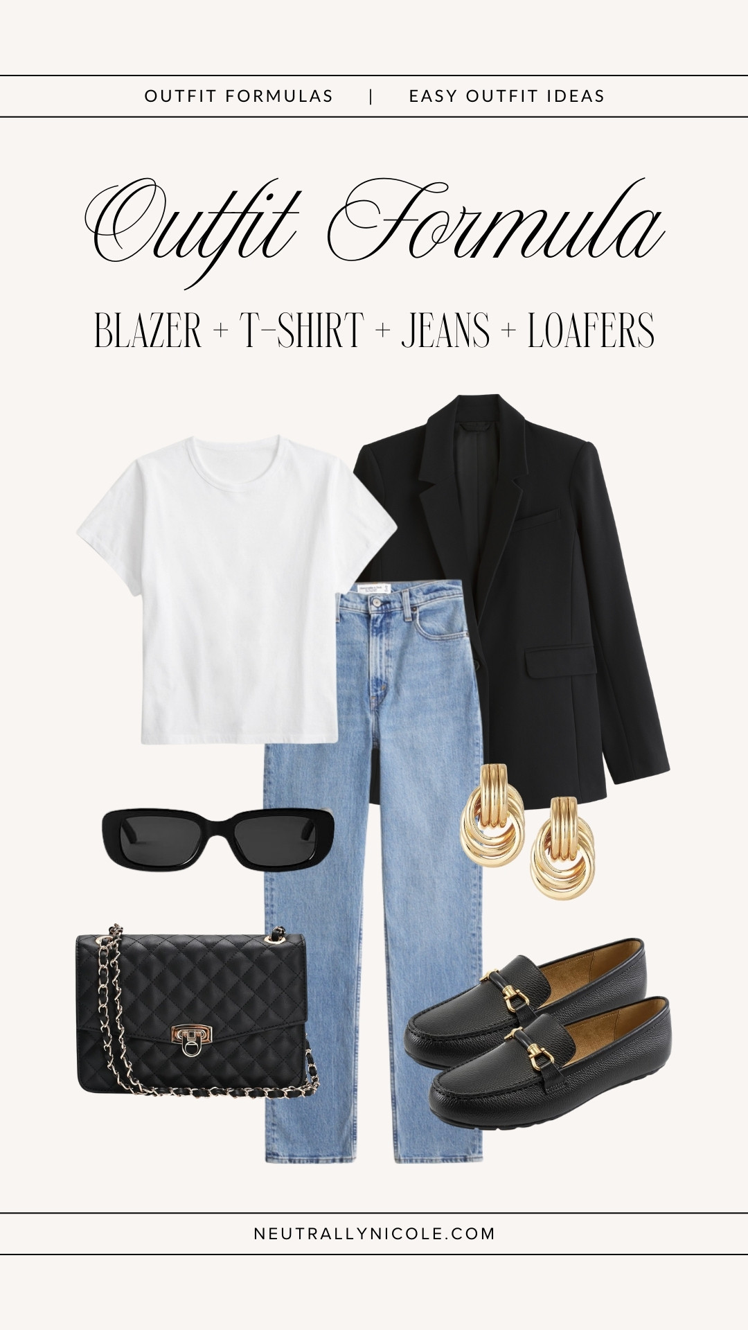 Outfit formulas for easy everyday outfits ft capsule wardrobe staples | work outfits, business casual workwear, office outfit, spring outfit, brunch outfit, blazer outfit, straight-leg jeans outfit, neutral outfit, neutral style, amazon fashion, abercrombie jeans // Neutrally Nicole, @neutrallynicole, neutrallynicole.com 

 #LTKootd #LTKSaleAlert #LTKWorkwear