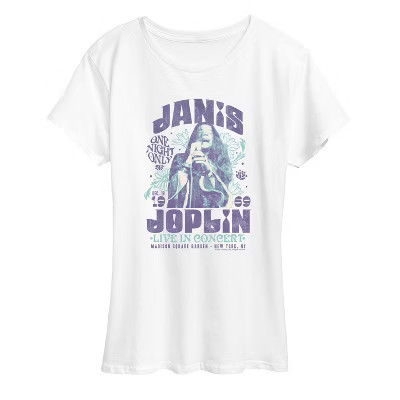 Women's Janis Joplin Janis In Concert Short Sleeve Graphic T-Shirt - White - 2 X-Large | Target