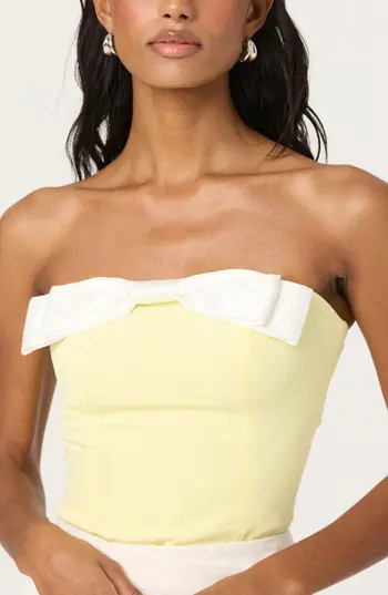 ASTR the Label Bow Detail Tube Top in Yellow at Nordstrom Rack, Size X-Small | Nordstrom Rack