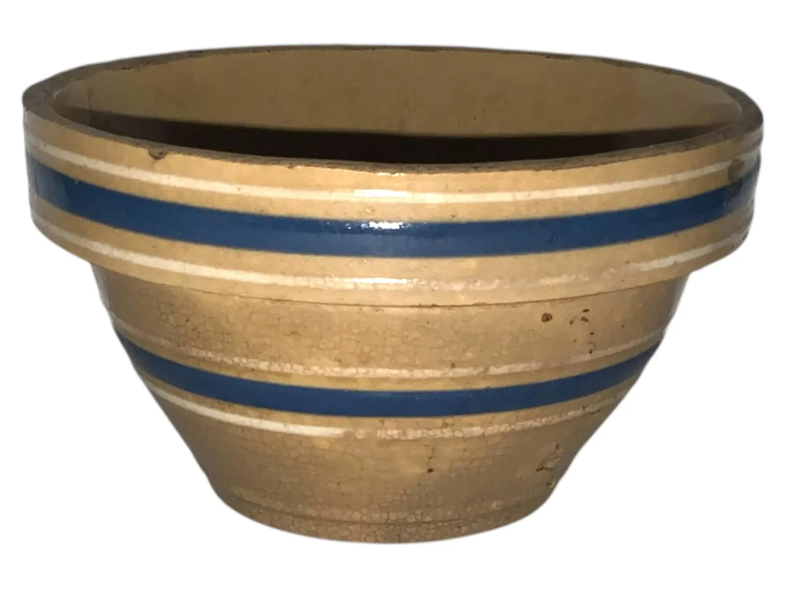 Antique Yellow Ware Pottery Mixing Bowl Glazed Earthenware Clay Cobalt Blue Stripe - Etsy | Etsy (US)