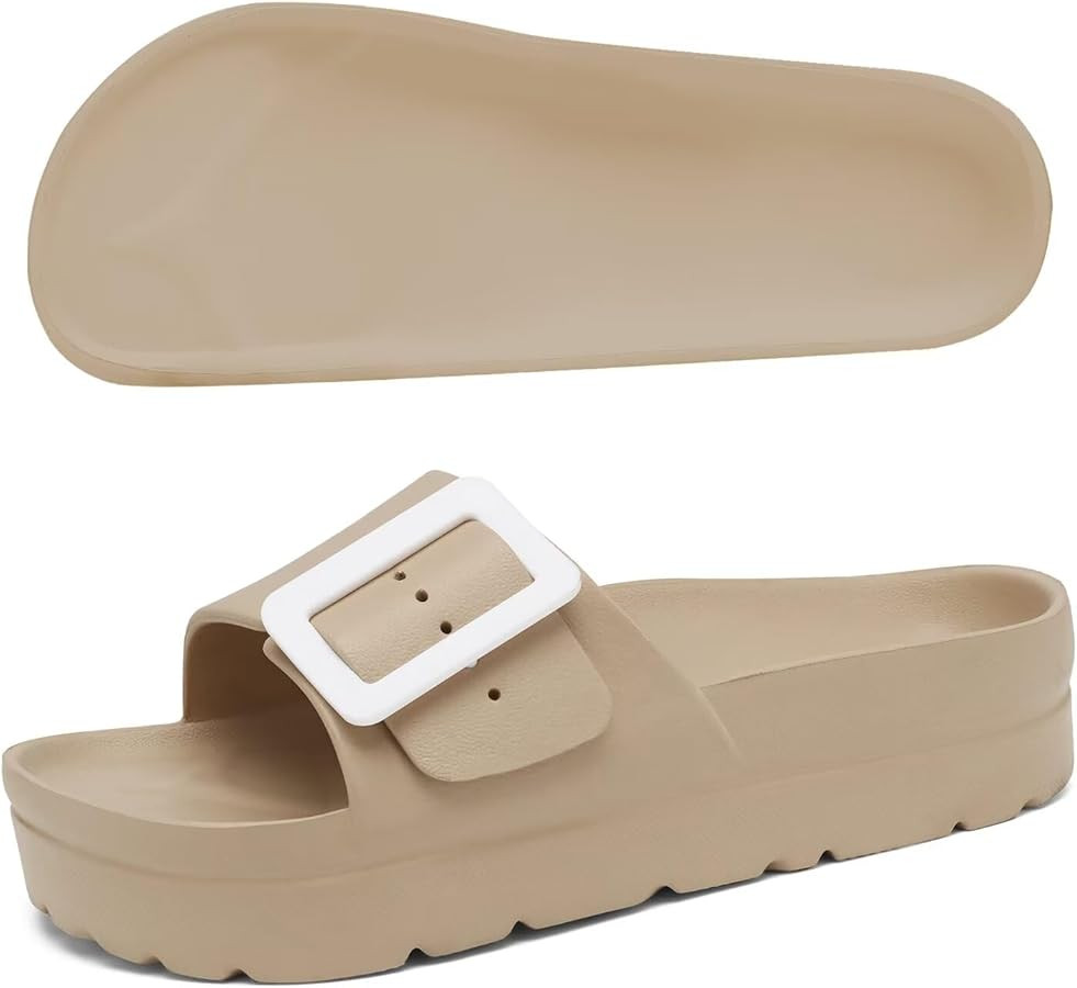 Women Platform Sandals with Arch Support, Adjustable Double Buckle Slide for Woman, Summer Vacati... | Amazon (US)
