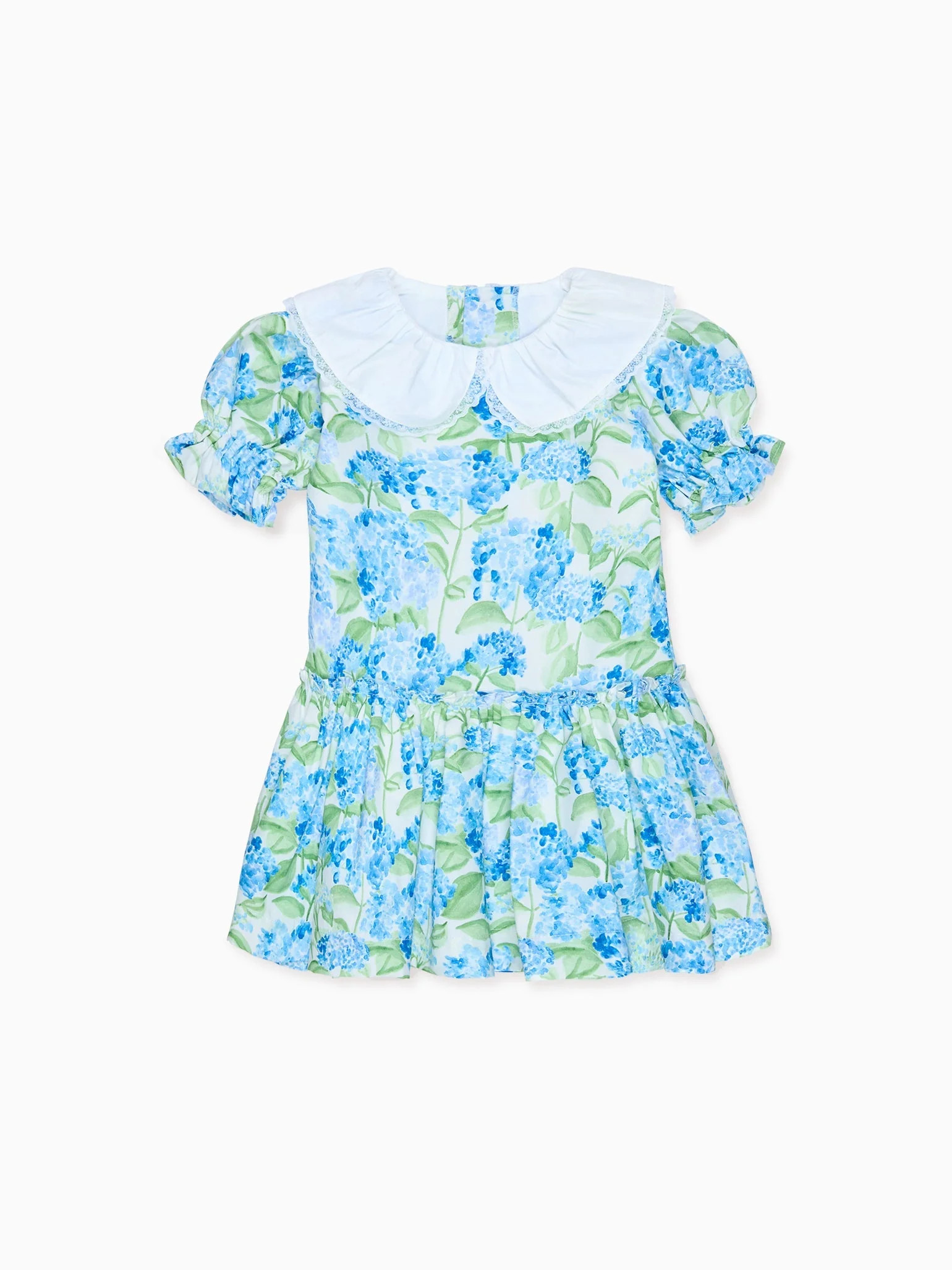 Hill House Home X La Coqueta Blue Watercolour Hydrangea Izara Girl Dress | La Coqueta (US)