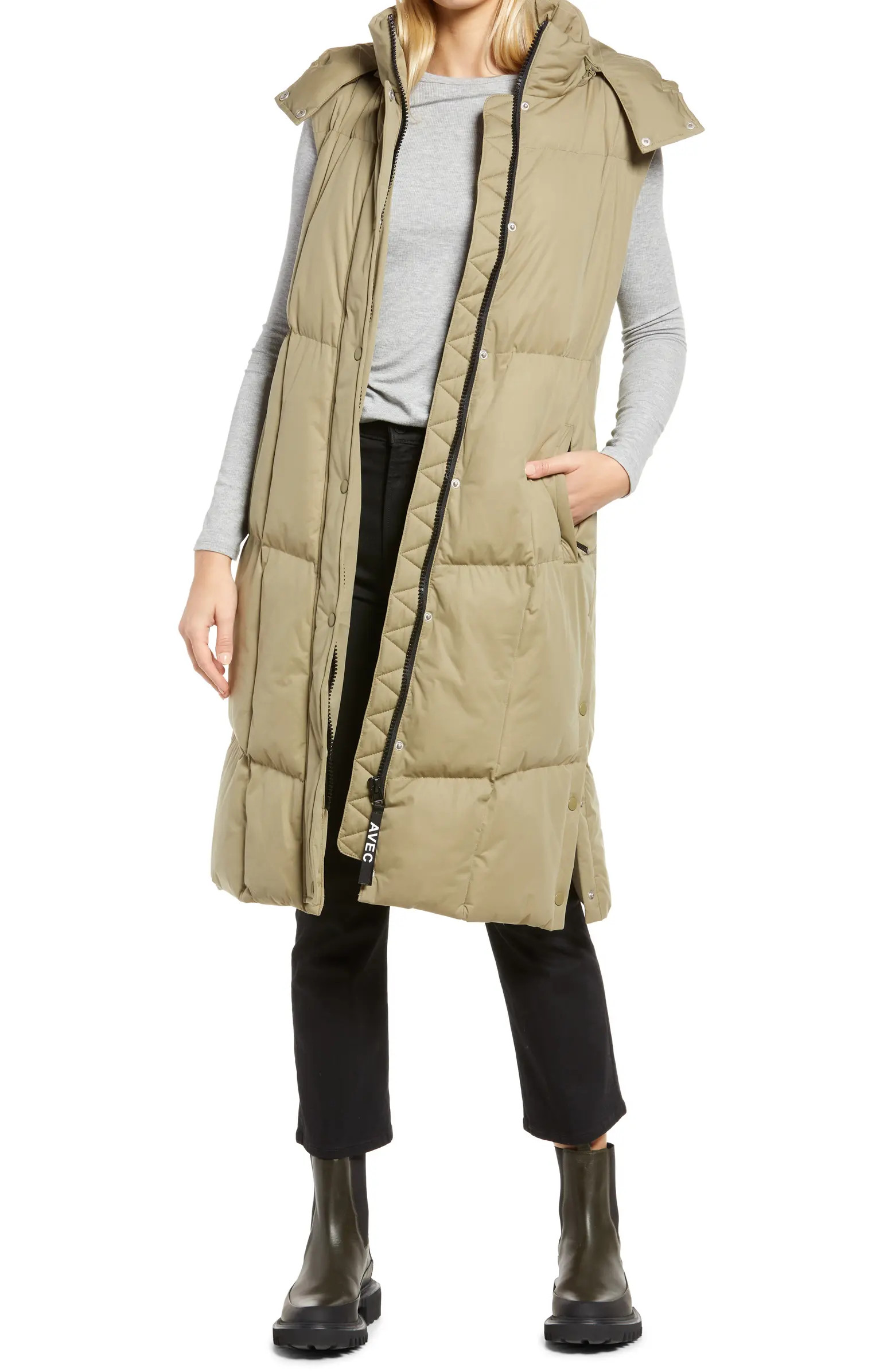 Avec Les Filles Hooded Longline Puffer Vest | Nordstrom | Nordstrom