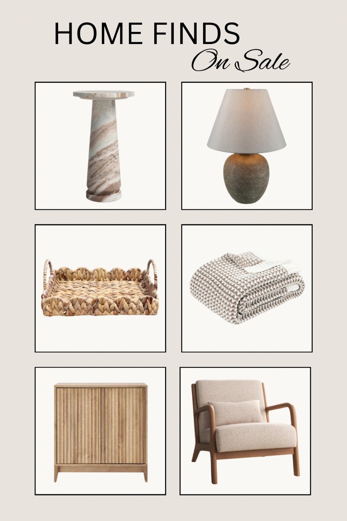 Neutral, earthy home finds on sale!

#neutralhome #homedecor #onsale #budgetfriendly #fallstyle #marbletable #scallopedbasket #flutedcabinet #lamp #throwblanket #accentchair

#LTKsale #LTKcasa

#LTKHome