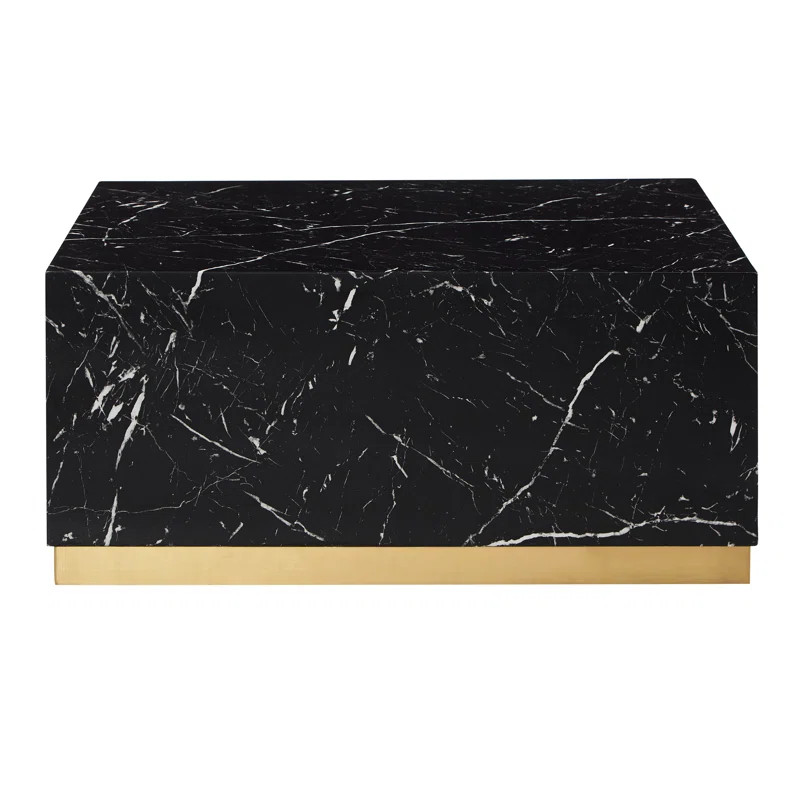 Roman Faux Marble Square Table With Casters | Wayfair Professional